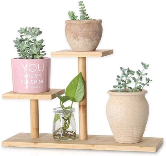 Stand per piante in bambù per interni - mini 3 strati - organizzatore per scrivania