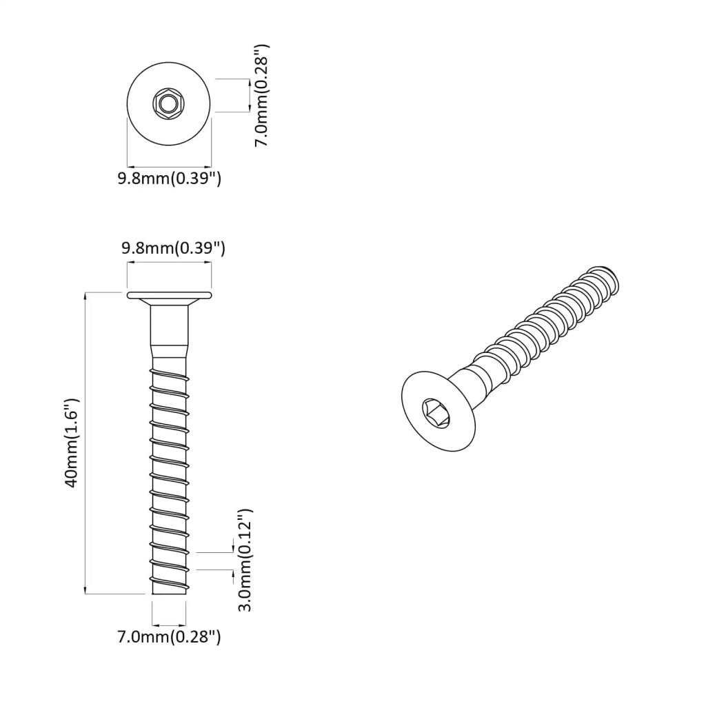 Vite a testa cilindrica 12 pz Argento M7 x 40 mm Acciaio CFW2644658