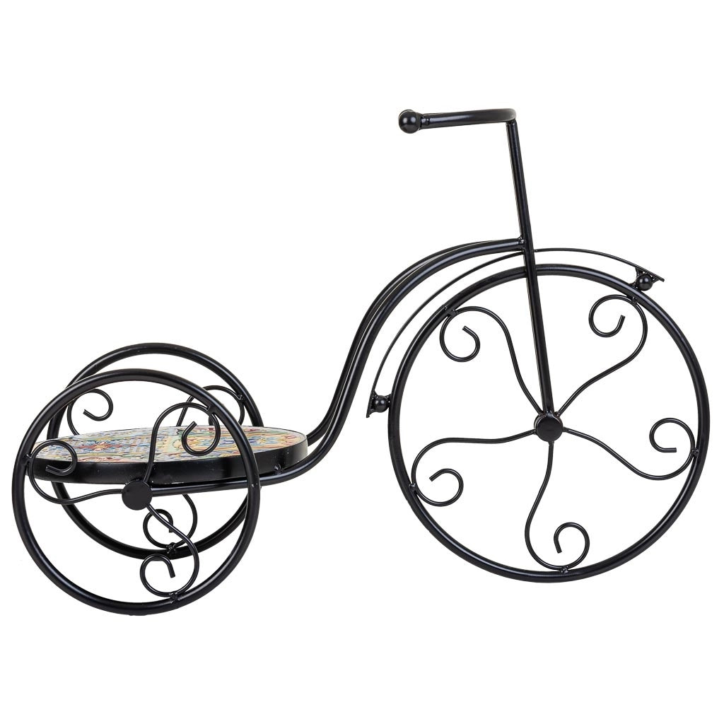 Portavaso bici in mosaico e metallo Multicolore 53x23,5x36h