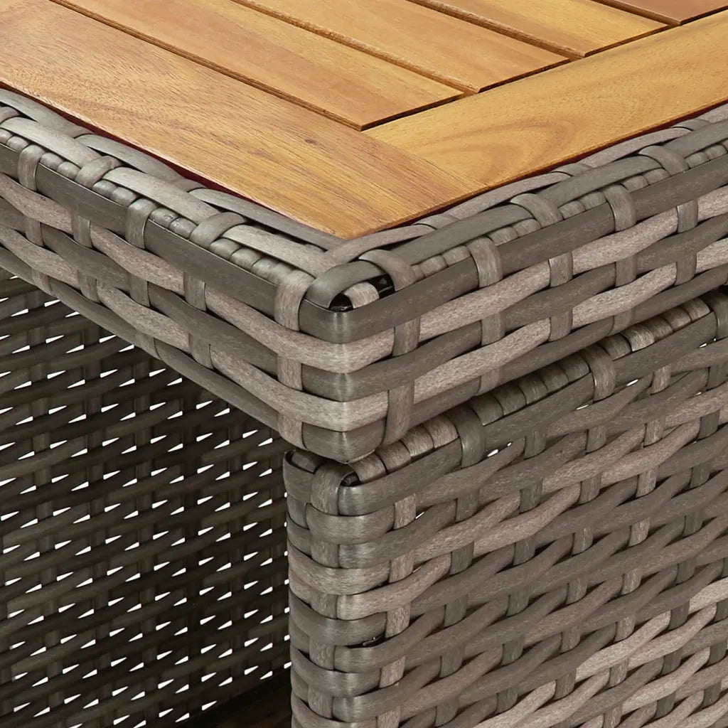 Set Bar da Giardino 3pz | Set Salotto da Giardino con Cuscini Grigio in Polyrattan