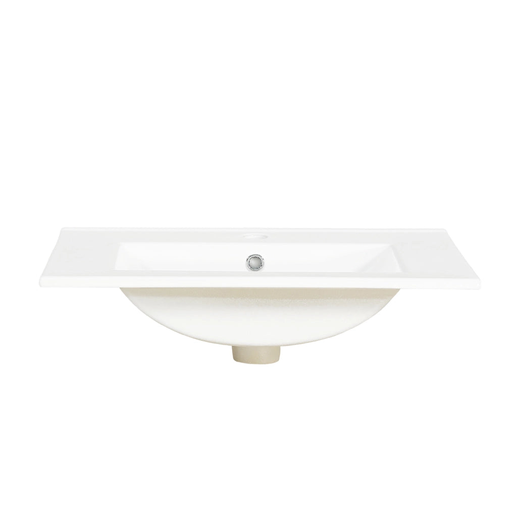 Mobile bagno 61cm con lavabo in ceramica, ante in rattan traspirante e struttura in MDF effetto legno naturale