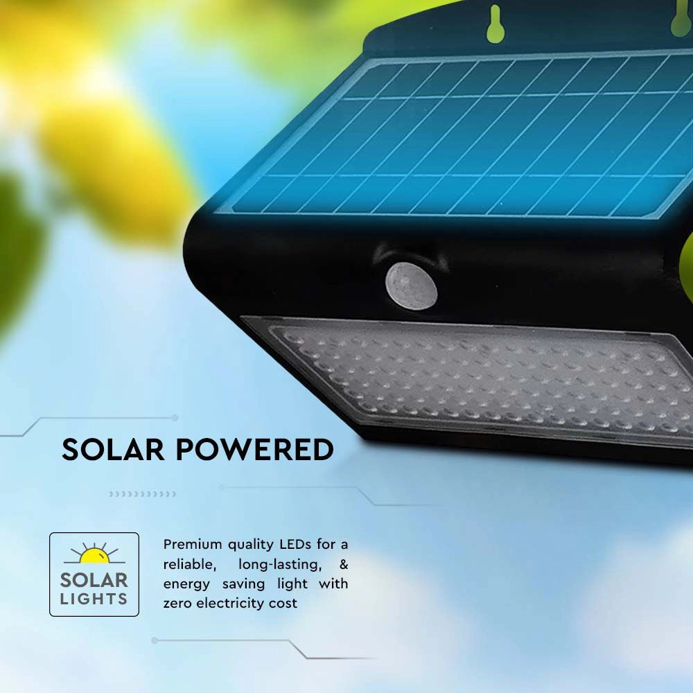 Applique da Parete Solare LED 6.8W 4000K Corpo Nero 800lm (Rif. 8279) – V-TAC – VT-767-7-B