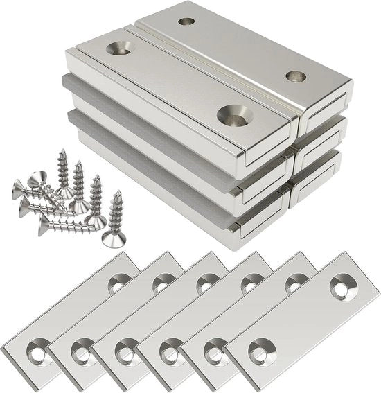 Magnetici rettangolari - 20 kg di forza - 6 pezzi - 40 x 13,5 x 5 mm