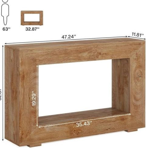 Tavolo consolle ingresso in legno effetto rustico 120x30x83,5 cm stile country