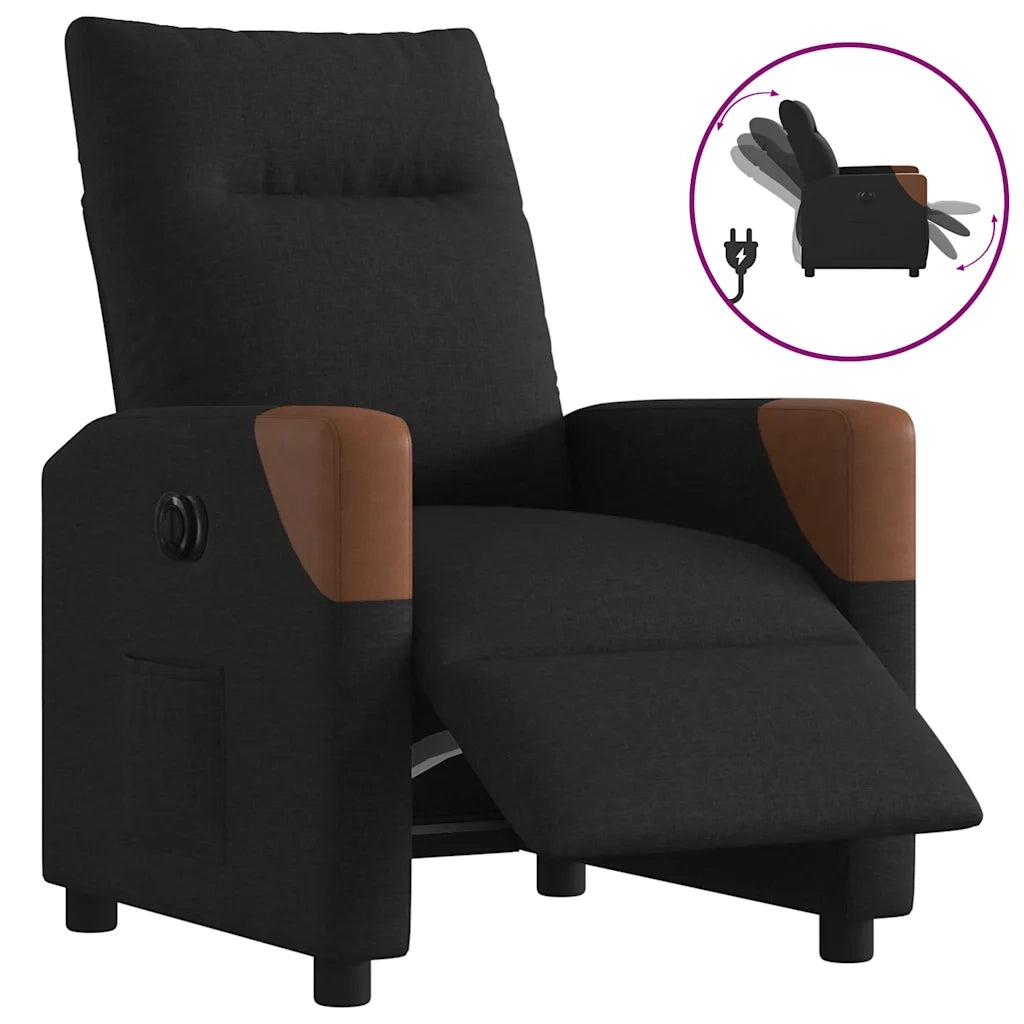Poltrona Elettrica Reclinabile Nera in Tessuto 3323992