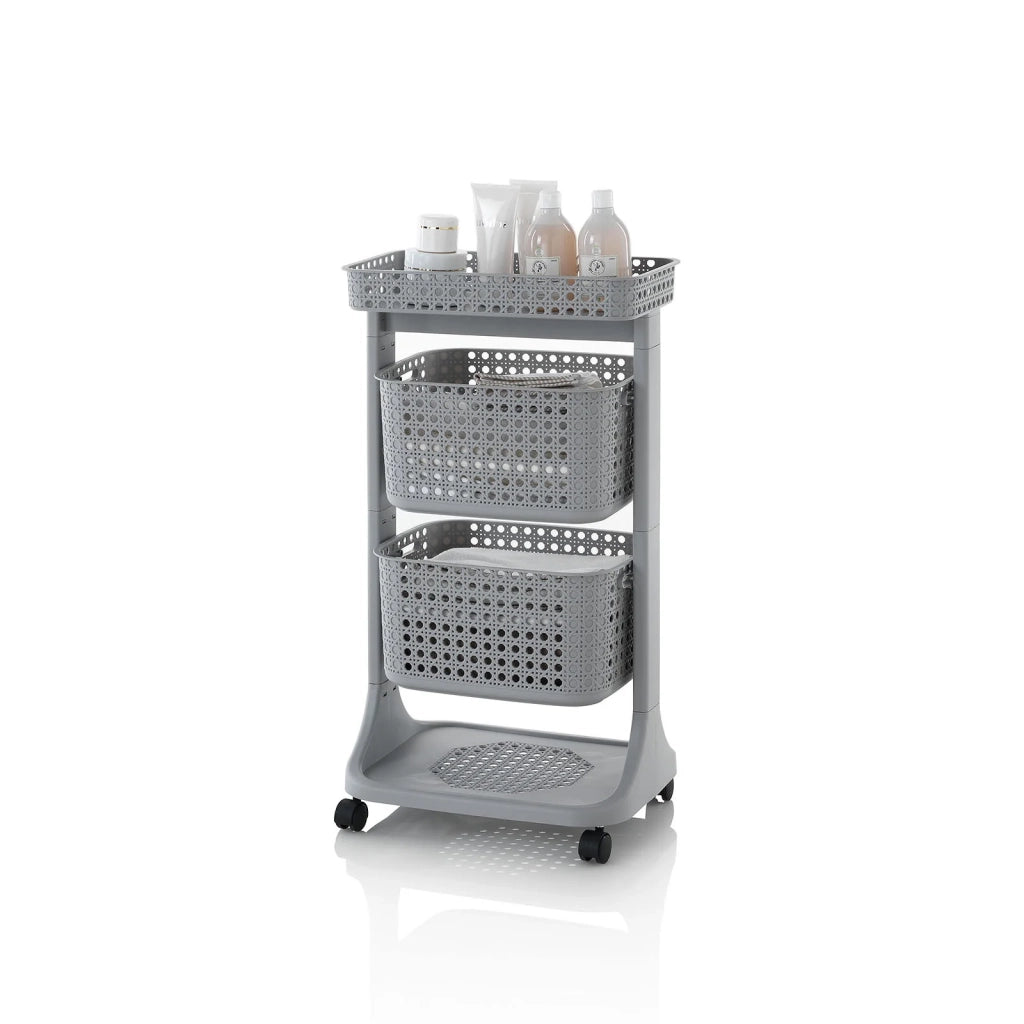 Carrello lavanderia 2 cesti LINO colore grigio