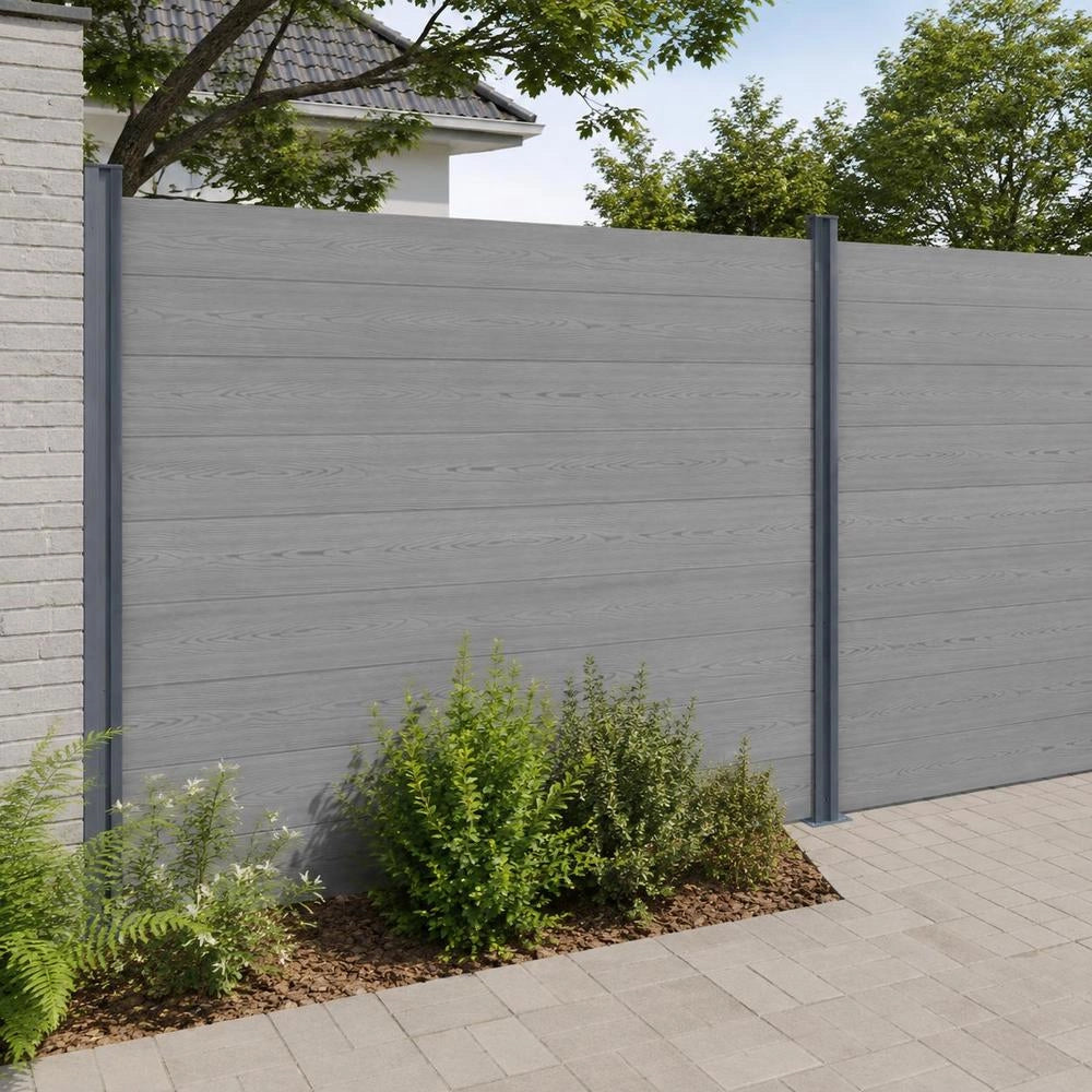 Fence Posts, 2 Pieces, Dark Grey, 185 Cm, Aluminium
