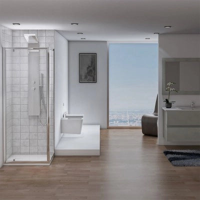 Box doccia angolare 80x80 cm con porta battente in cristallo trasparente Ted