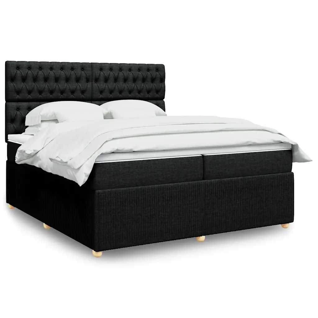 Giroletto a Molle con Materasso Nero 200x200 cm in Tessuto