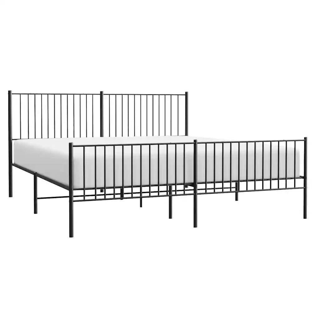 Giroletto con Testiera e Pediera Metallo Nero 193x203 cm