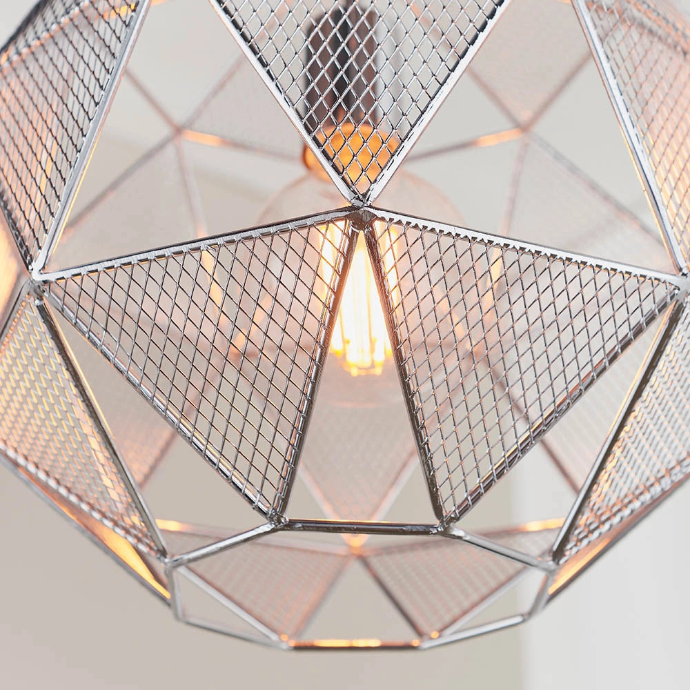 Lampada a sospensione Armour cromata geometrica E27 Endon
