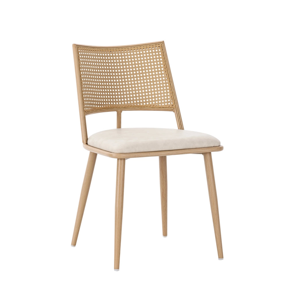 Set di 2 sedie in rattan con seduta in PU; beige
