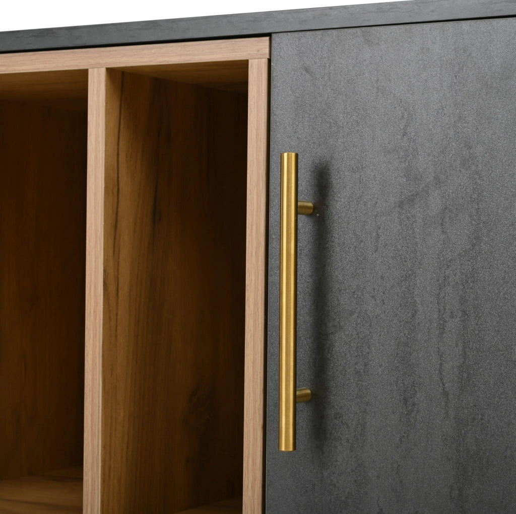 Mobile TV 200x40x55,5 cm con 3 ante in MDF grigio e marrone