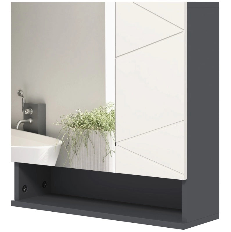 Armadietto pensile da bagno 55x17x55 cm con specchio e ripiani regolabili grigio