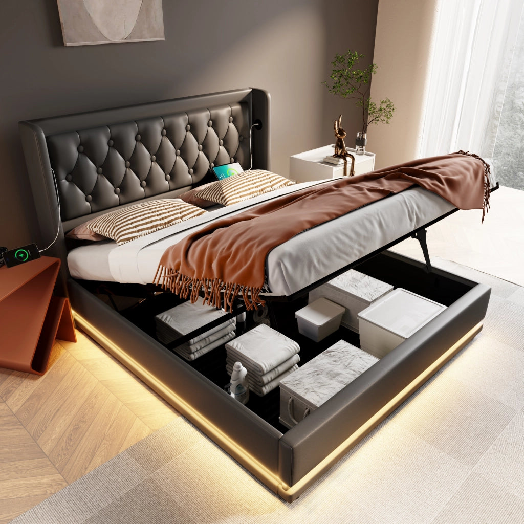 Letto matrimoniale 160x200 cm nero con contenitore