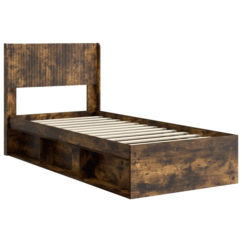 Struttura del letto con stoccaggio e testata Rovere Fumo 3414263