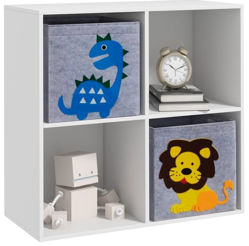 Libreria per bambini in legno con 4 vani e 2 cassetti