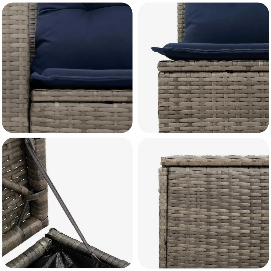 Set di divani 7 pz Grigio e Blu Navy Rattan sintetico e Acciaio 3448785