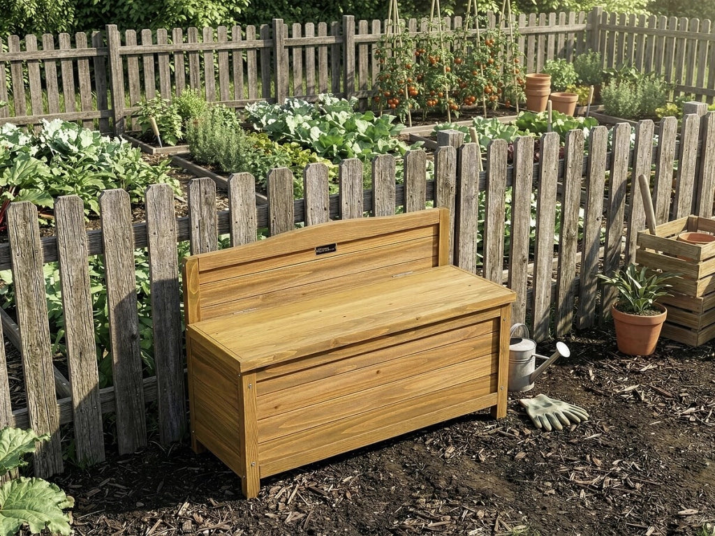 Panchina da giardino in legno "Ben" - 90 x 33 x 60 cm - Marrone