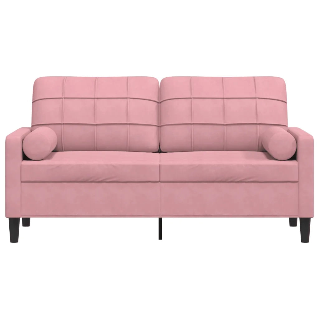 Divano a 2 Posti con Cuscini Rosa 140 cm in Velluto