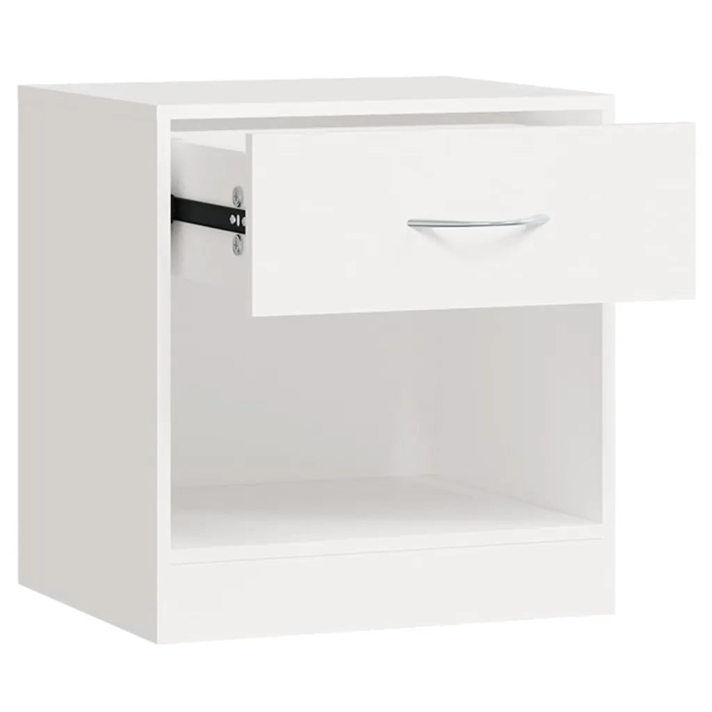 Set di 2 Comodini | Armadio da Notte | Mobiletto da notte con Cassetto Bianchi