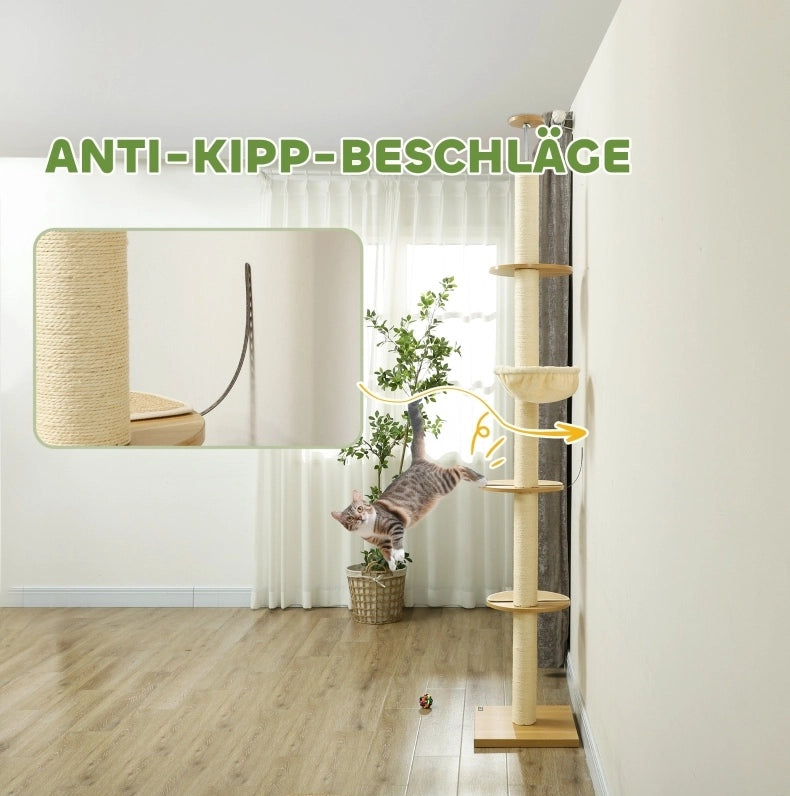 Tiragraffi a soffitto 230-250 cm con sisal, rovere