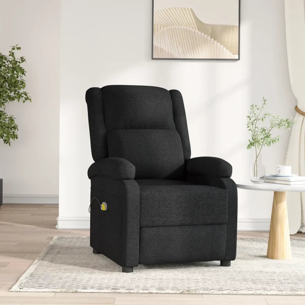 Poltrona Massaggiante | Sedia Relax Elettrica Nera in Tessuto