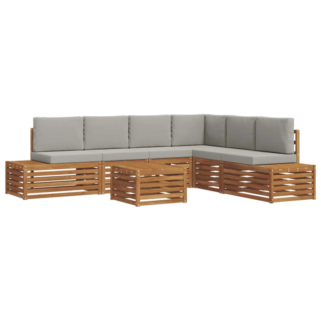 Set di divani da esterno 7 Pezzo Grigio Naturale e Chiaro 3375456