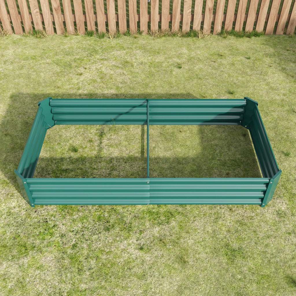 Orto rialzato in metallo aperto verde con pannelli in acciaio zincato per verdure erbe e fiori 180 × 91 × 30 cm