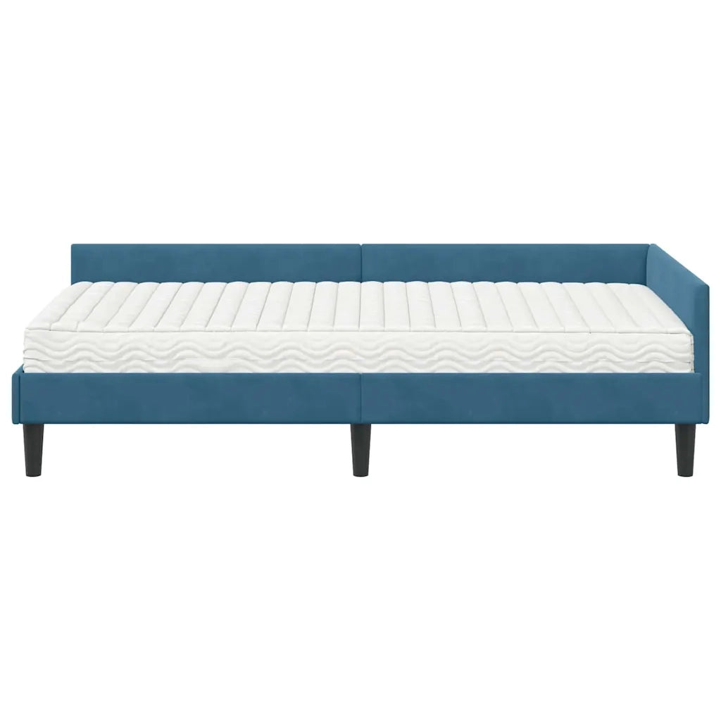 Letto singolo | Letto per adulti | Struttura Letto Angolare con Materasso Altro 2 pcs Blu Velluto