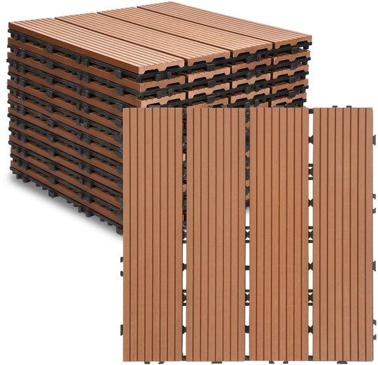 Pavimentazione WPC 30x30 cm, facile da mantenere, per balcone e terrazza marrone