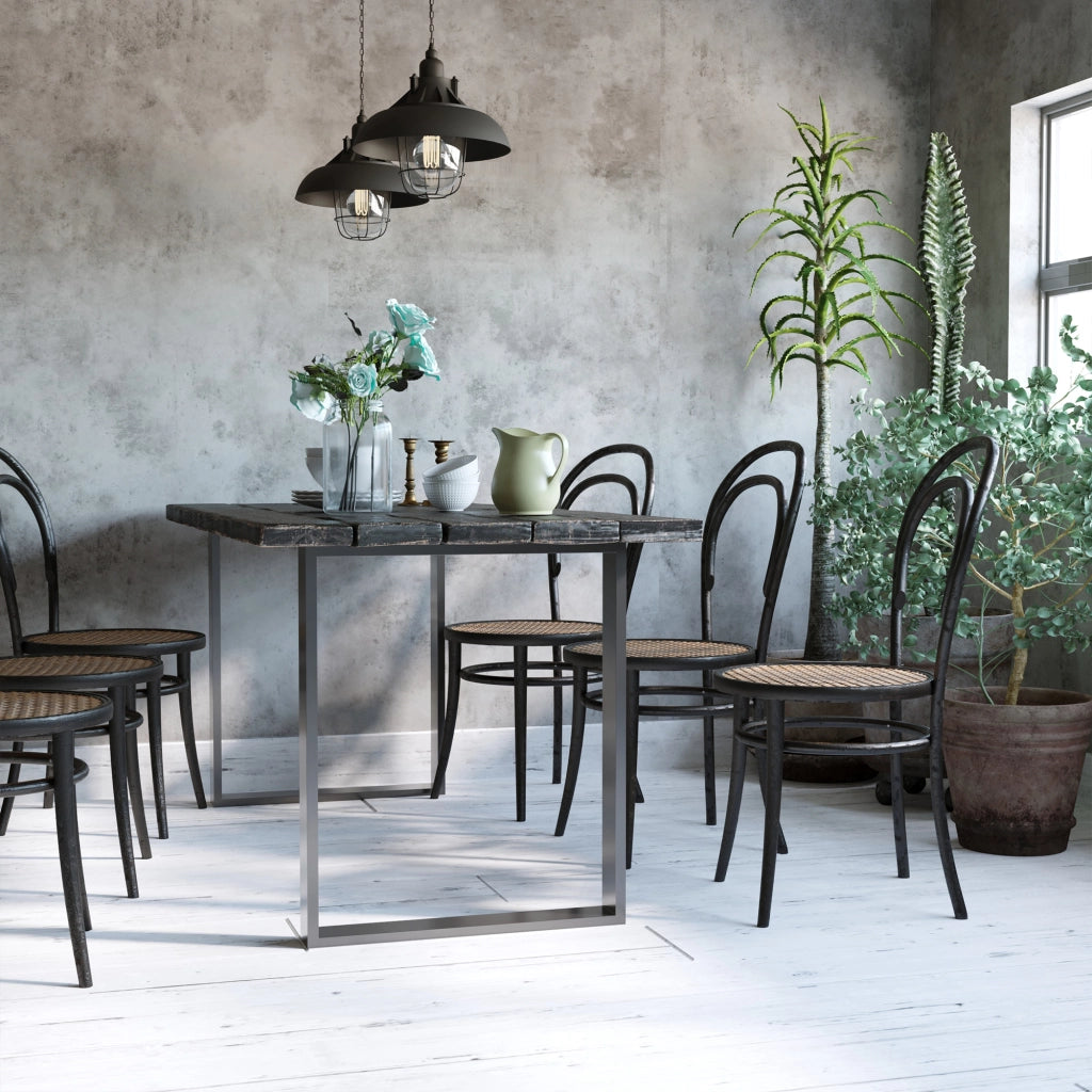 Set 2 Gambe per Tavolo Rettangolari Stile Industriale in Acciaio, Capacit¨¤ 60 kg, 60x8x72 cm, Nero