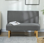 Divano 2 posti in velluto a coste grigio con gambe in legno, 110 x 62 x 85 cm