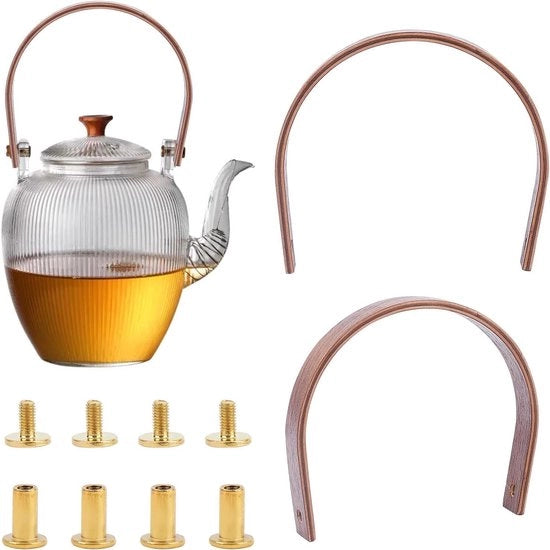 Manubrio per teiera in vetro sostitutivo - Manubrio per teiera in vetro - Manubri in legno - Manubrio per teiera Dobin - Teiera cinese - Ceramica - Adatto per teiere Dobin - Mocha - Modello PandaHall - 2 pezzi - Pacchetto opzionale
