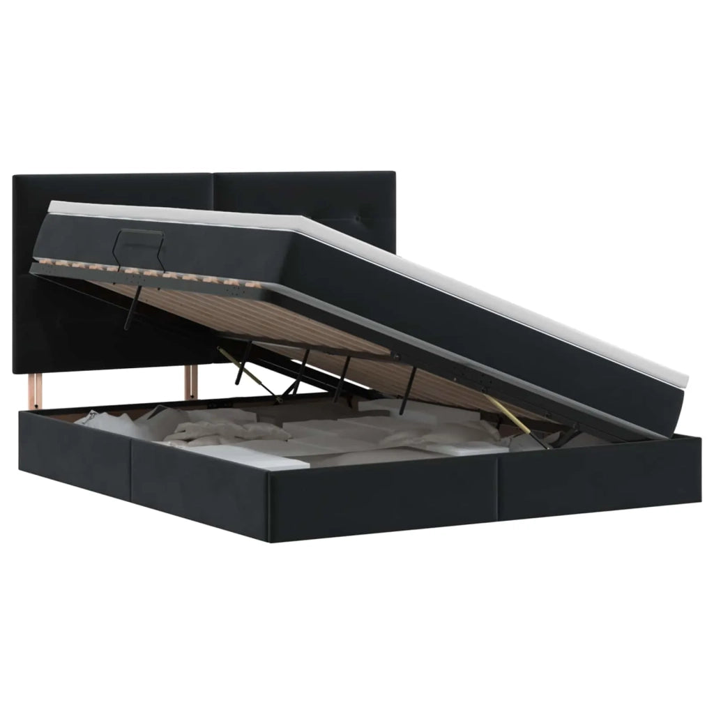 Letto con contenitore e materasso Nero 160 x 200 cm Velluto 3459701