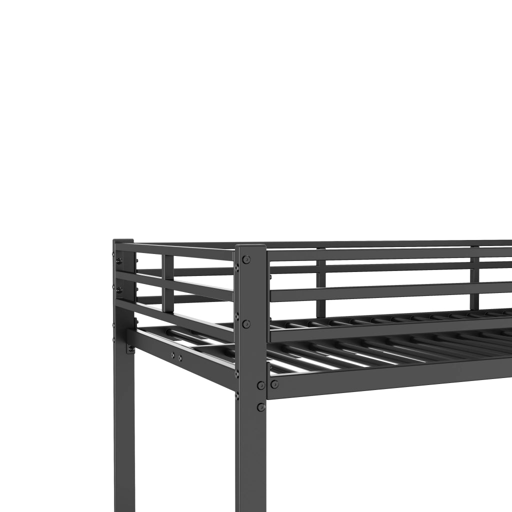LETTO A CASTELLO 90x200 cm in metallo nero, struttura quadrata