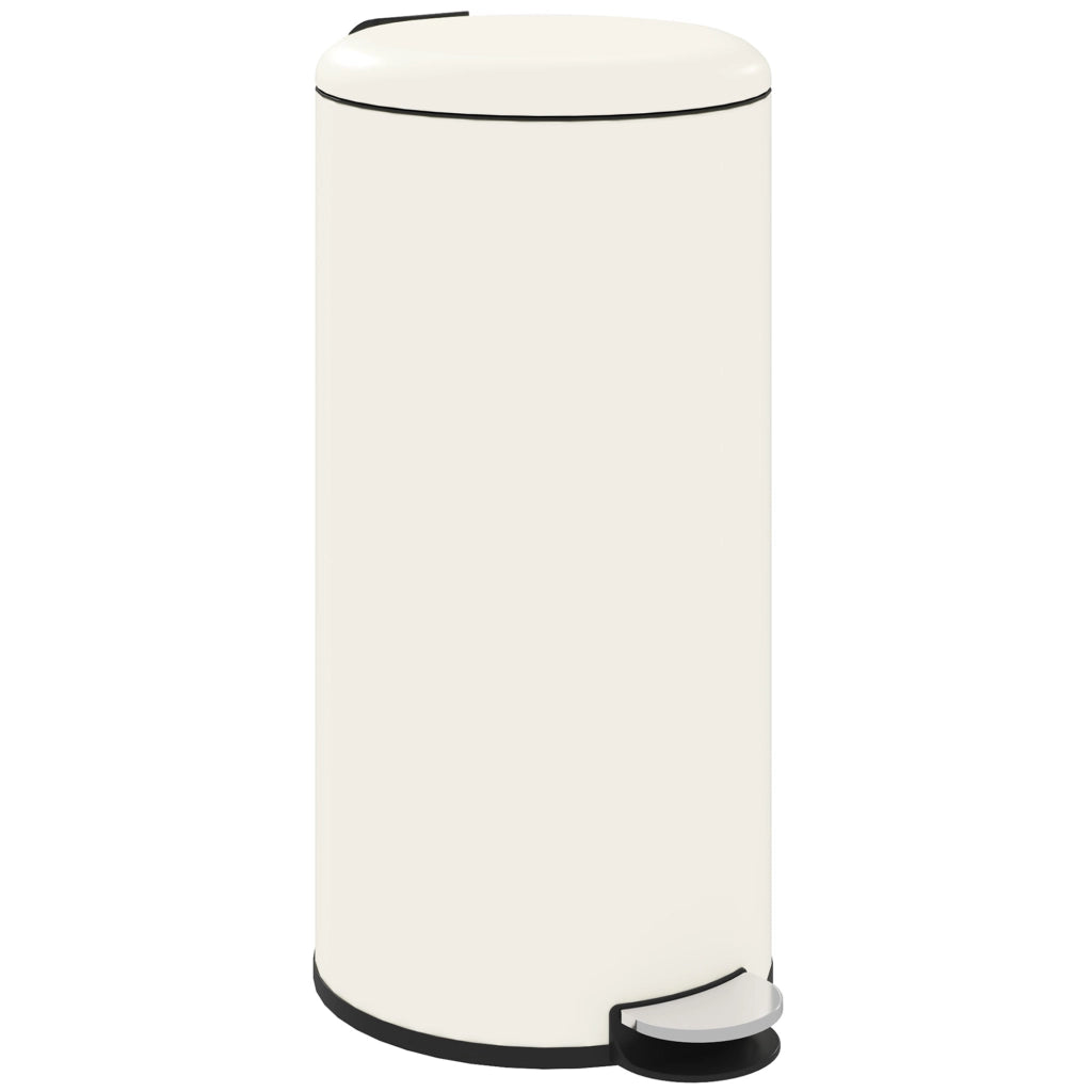 Pattumiera a pedale da 30 l con coperchio a chiusura silenziosa e secchio interno color avorio per cucina e ufficio