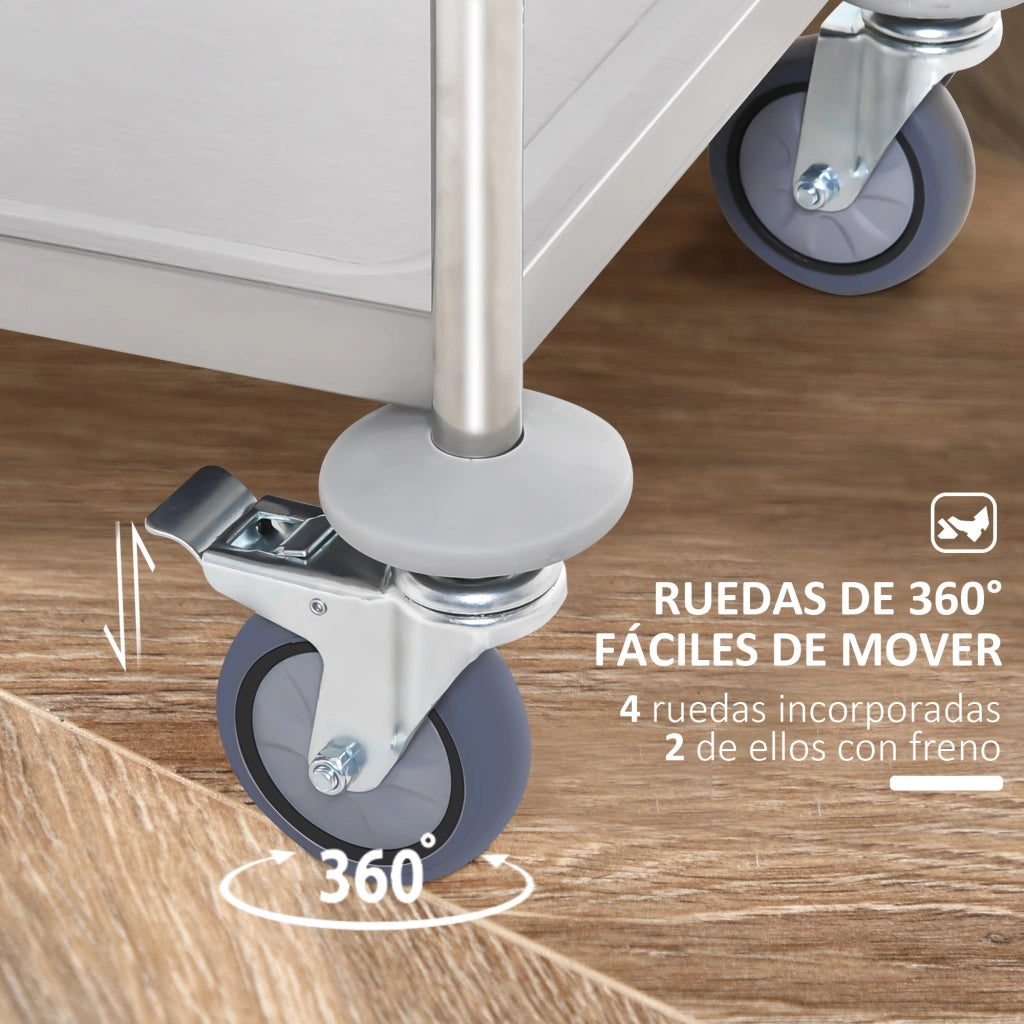 Carrello da Cucina in Acciaio Inossidabile ¨C Minimal ¨C 80x45x82 cm Argento