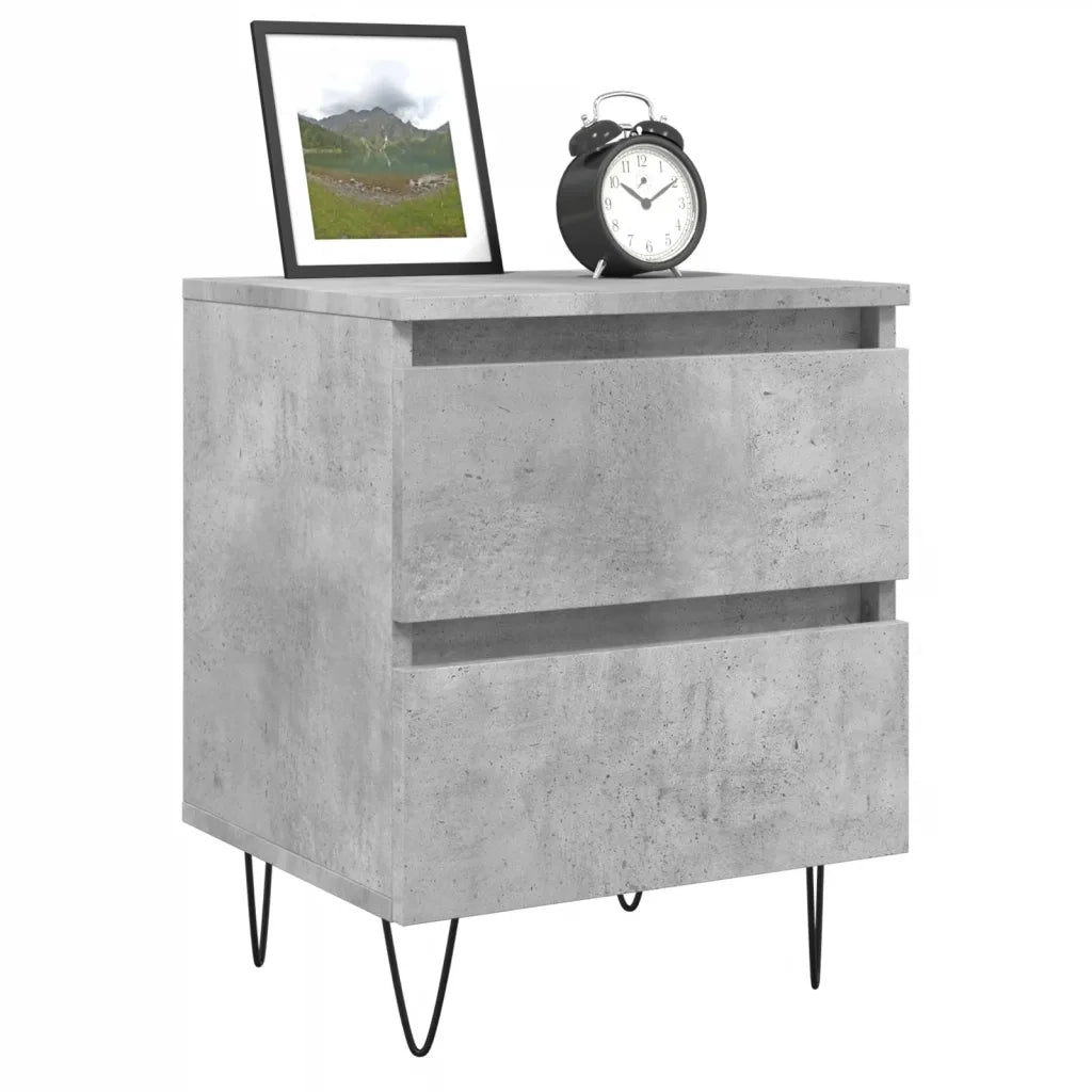 Comodini 2pz-Set di 2 Tavolino da notte Grigio Cemento 40x35x50 cm in Legno Multistrato 909331