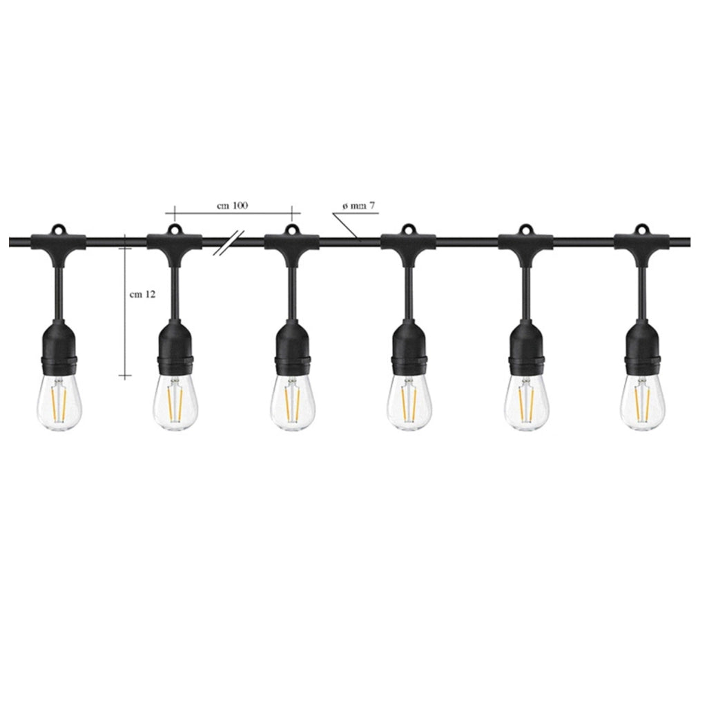 Stringa Industrial Violet Pc Nero 10 Luci E27 Ip44
