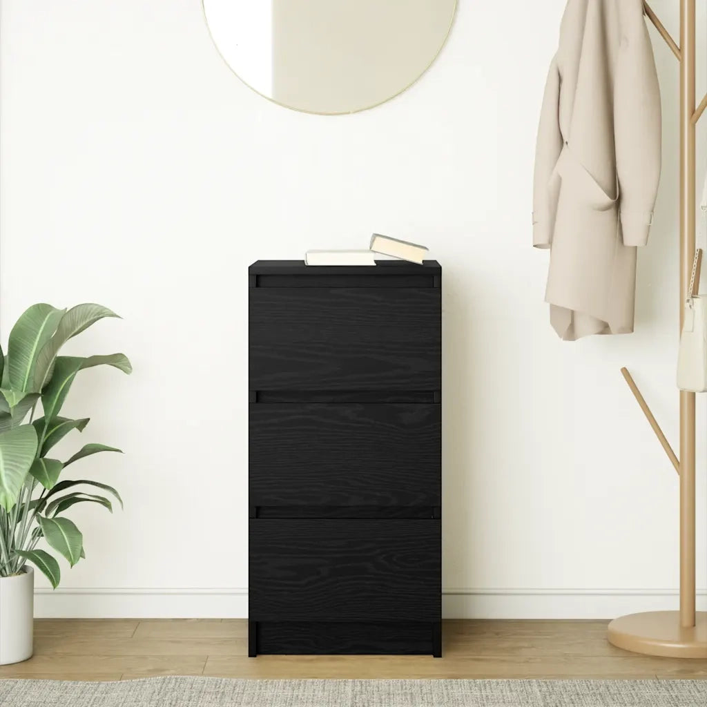Credenza | Madia | Buffet da pranzo | Armadio da pranzo Rovere Nero 37,5x35x76 cm in Legno Multistrato