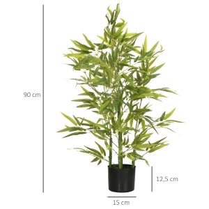 Pianta di bambù artificiale realistica in plastica con vaso incluso 90 cm verde per la casa e l'ufficio