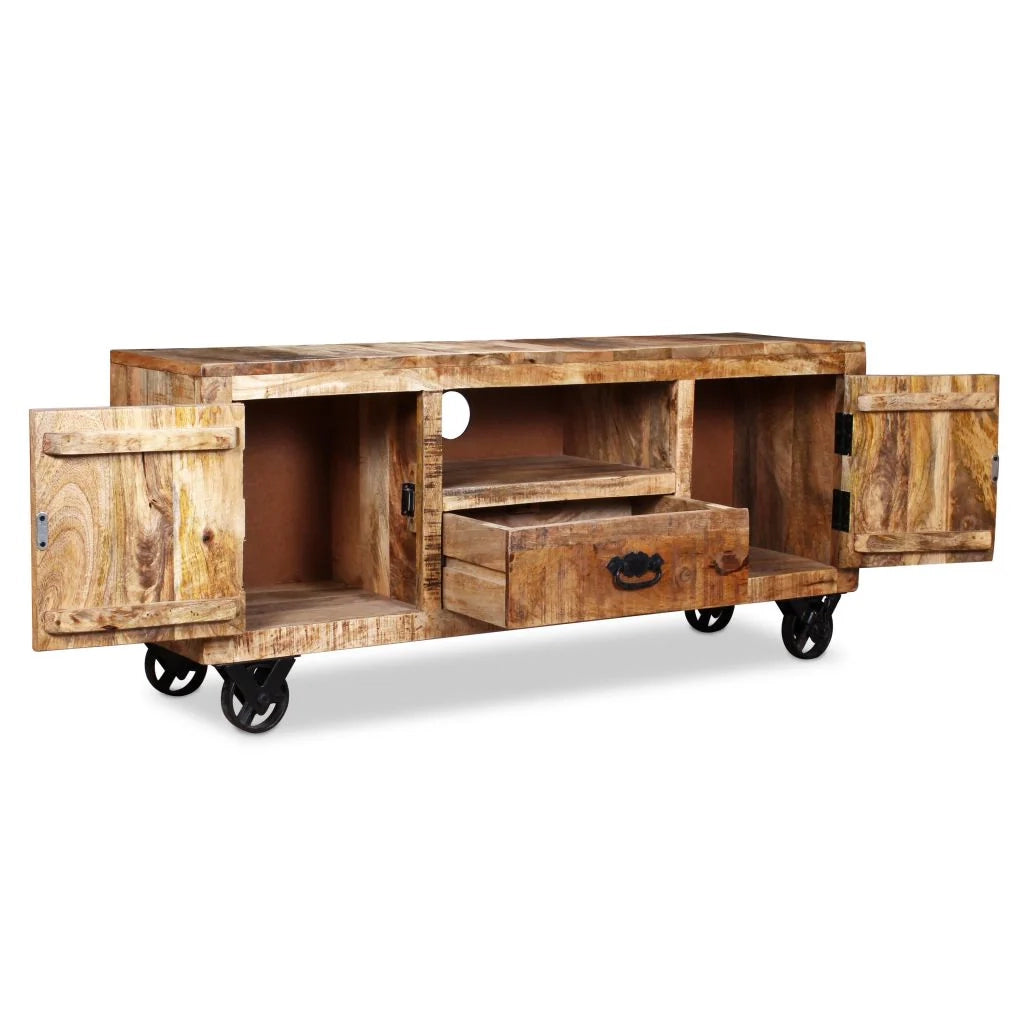 Pratico mobile porta TV/credenza di design in legno di mango grezzo 120 cm 2502131
