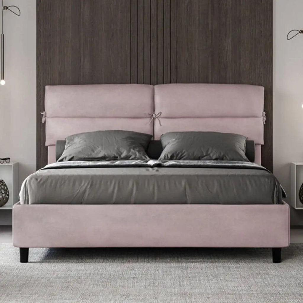 Letto matrimoniale senza rete imbottito 160x190 microfibra glicine Nandy