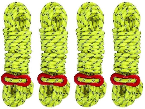 Tenttouw Ultralicht - Riflettente - Nylon - 4 pezzi - 4 mm - 4 m - Regolatore di alluminio leggero - Corda da campeggio