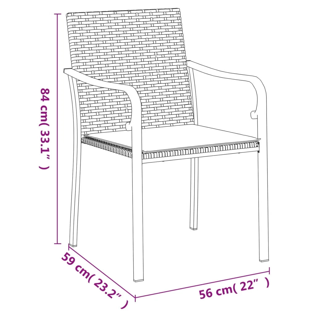 Set Pranzo da Giardino 5pz | Set Salotto da Giardino con Cuscini in Polyrattan e Acciaio