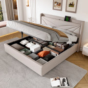 Letto matrimoniale 140x200 con contenitore, testiera con USB e Type-C