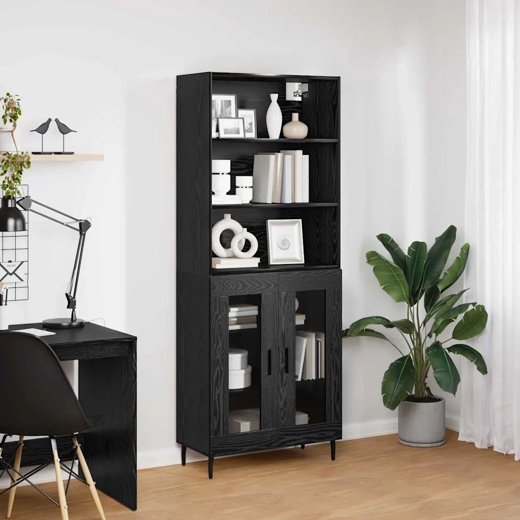 Credenza | Madia | Buffet da pranzo | Armadio da pranzo Rovere Nero 69,5 x 34 x 180 cm