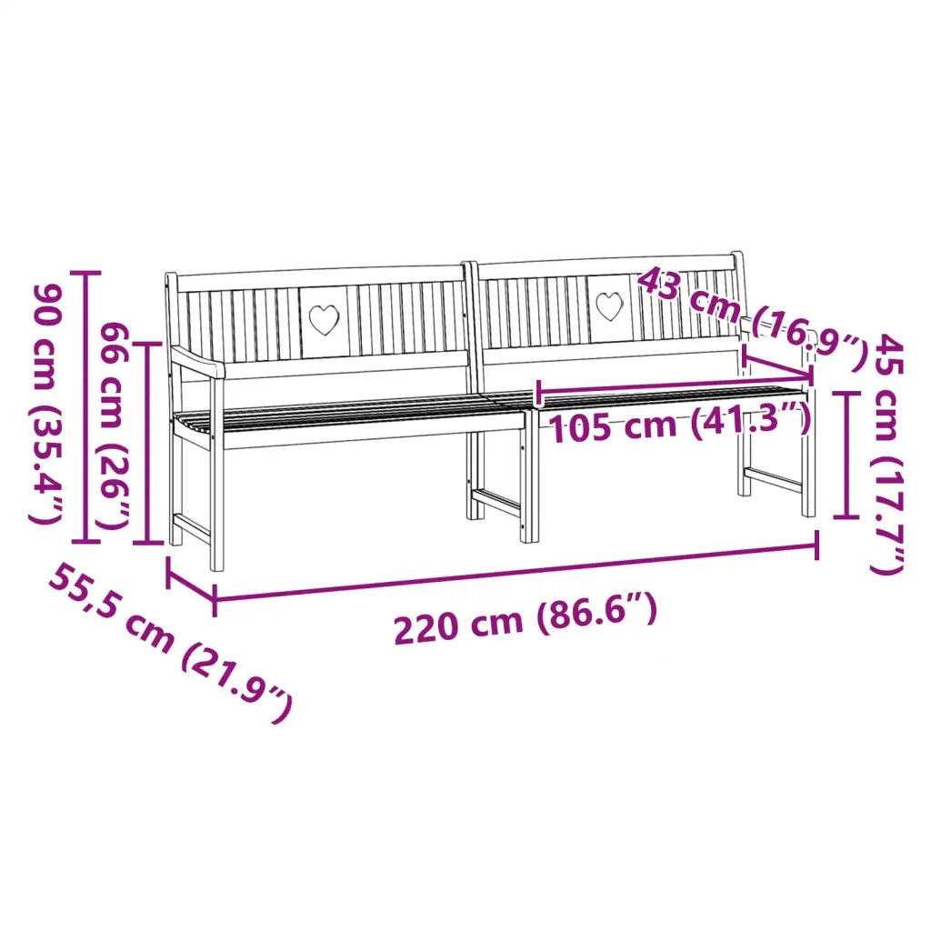 Panchina da esterno Naturale 220 x 55,5 x 90 cm 42028092