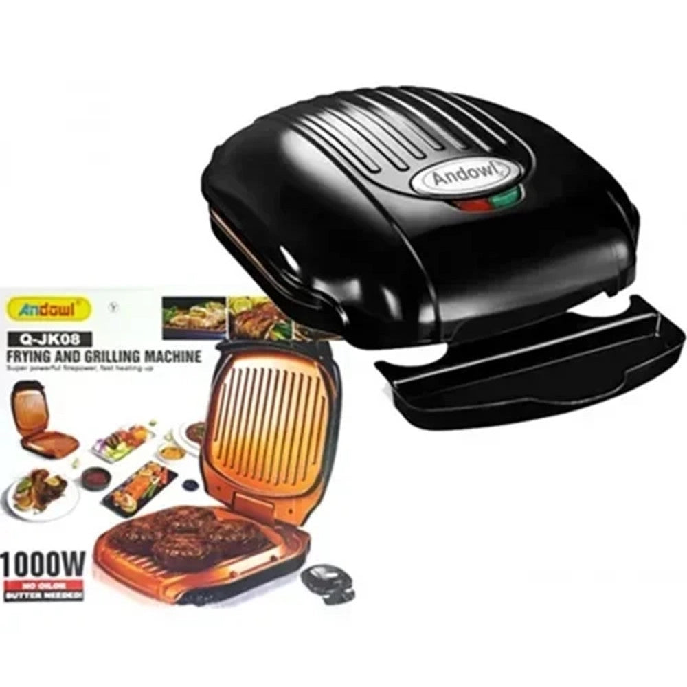 Trade Shop - Griglia Elettrica Da Tavolo Per Friggere Grigliare Q-jk08 Con Piastra Scanalata 1000w -